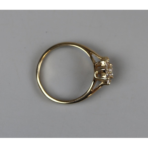 24 - Gold stone set cluster ring - Size P¾