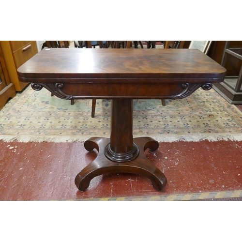 244 - Victorian figured mahogany folding card table