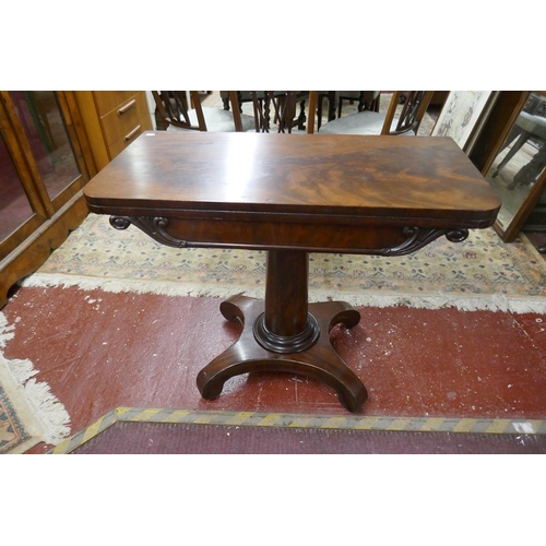 244 - Victorian figured mahogany folding card table