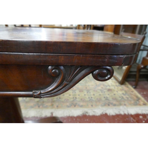 244 - Victorian figured mahogany folding card table