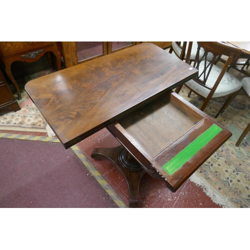 244 - Victorian figured mahogany folding card table