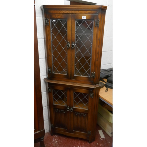 258 - Oak corner display cabinet