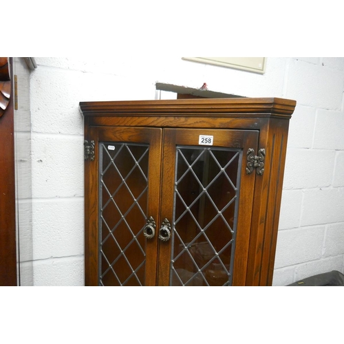 258 - Oak corner display cabinet