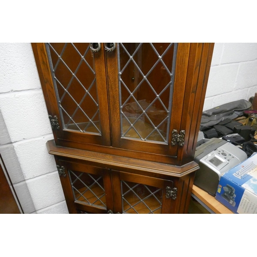 258 - Oak corner display cabinet