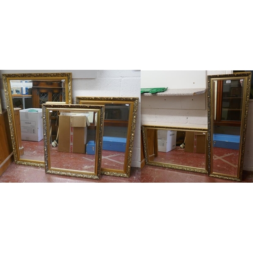 265 - 5 matching bevelled glass mirrors - Various sizes