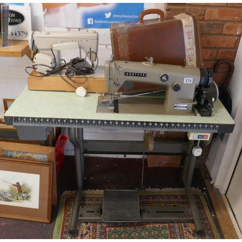 274 - 2 sewing machines to include industrial Brother