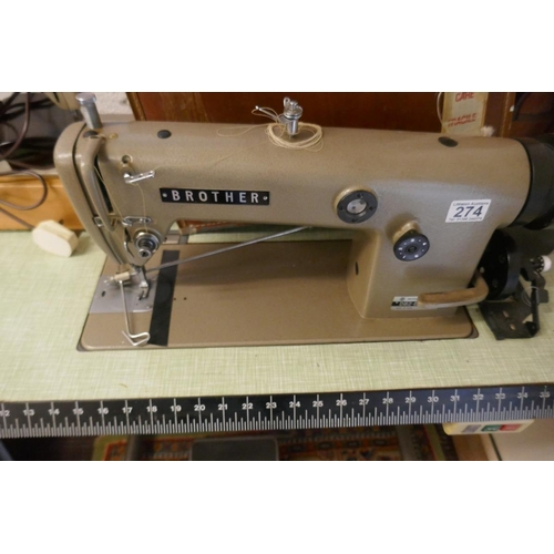 274 - 2 sewing machines to include industrial Brother