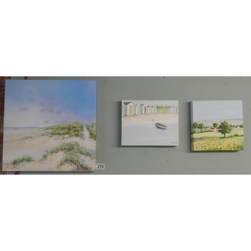 278 - 3 oil paintings - Coastal scenes