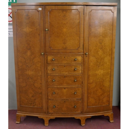 281 - Burr walnut wardrobe - Approx size: W: 155cm D: 62cm H: 189cm