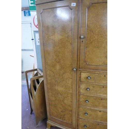 281 - Burr walnut wardrobe - Approx size: W: 155cm D: 62cm H: 189cm