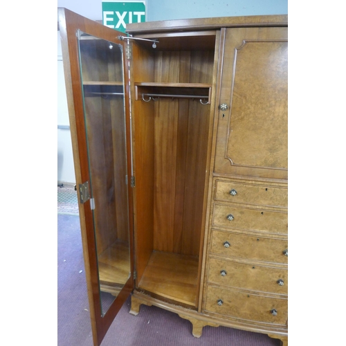 281 - Burr walnut wardrobe - Approx size: W: 155cm D: 62cm H: 189cm