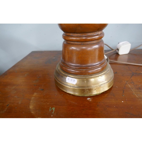 286 - Unusual turned table lamp with ormolu crest