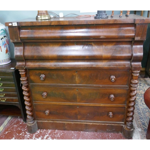 287 - Barley twist Scottish chest of drawers - Approx size: W: 123cm D: 56cm H: 128cm