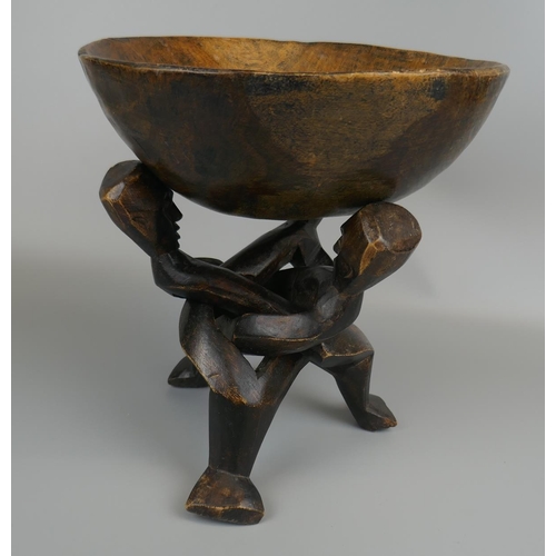 293 - Carved tribal bowl on stand