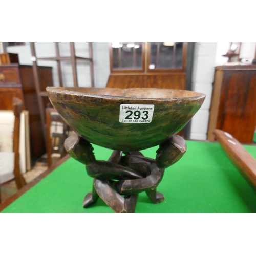 293 - Carved tribal bowl on stand