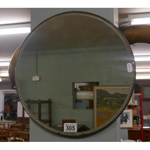 305 - Small round antique mirror