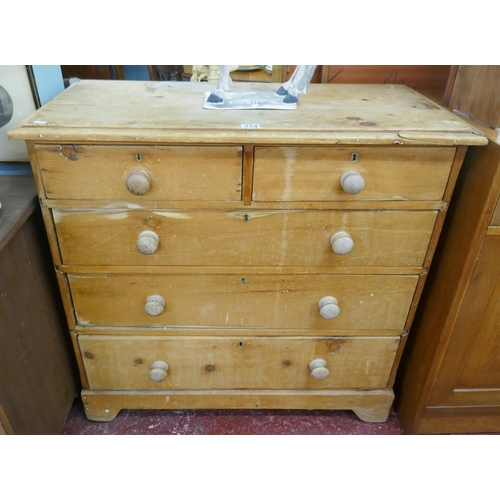 314 - Antique pine chest of 2 over 3 drawers - Approx size: W: 97cm D: 46cm H: 95cm