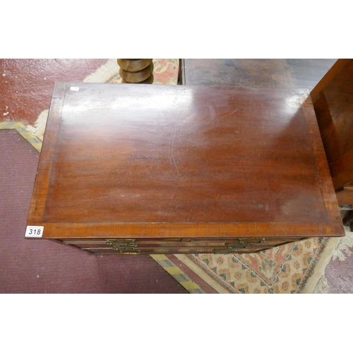 318 - Small inlaid mahogany chest of 2 over 3 drawers on bracket feet - Approx size: W: 79cm D: 46cm H: 69... 