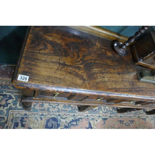 326 - Early oak dresser base - Approx size: W: 192cm D: 46cm H: 87cm