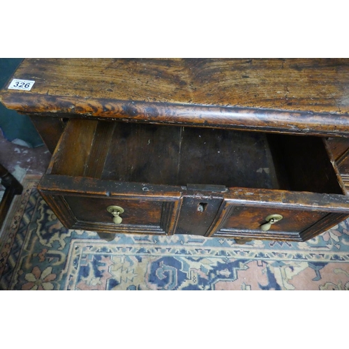 326 - Early oak dresser base - Approx size: W: 192cm D: 46cm H: 87cm