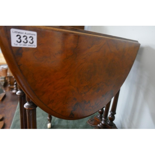 333 - Fine quality small antique burr walnut Sutherland table