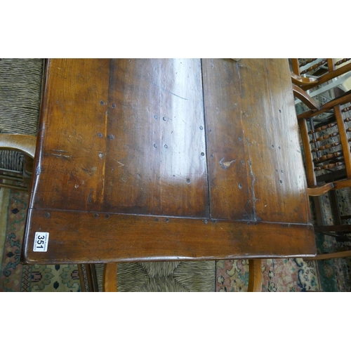 351 - Oak refectory table with plank top - Approx L: 213cm x W: 29cm x H: 77cm