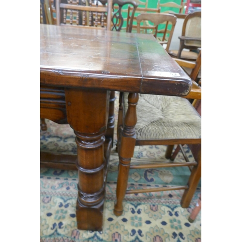 351 - Oak refectory table with plank top - Approx L: 213cm x W: 29cm x H: 77cm