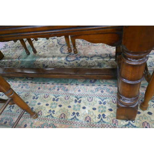 351 - Oak refectory table with plank top - Approx L: 213cm x W: 29cm x H: 77cm