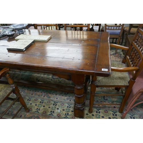 351 - Oak refectory table with plank top - Approx L: 213cm x W: 29cm x H: 77cm