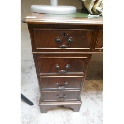 363 - Mahogany leather top pedestal desk