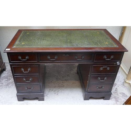 365 - Mahogany leather top pedestal desk