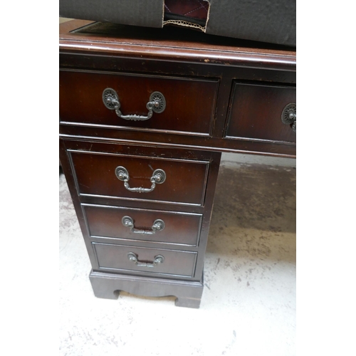 365 - Mahogany leather top pedestal desk