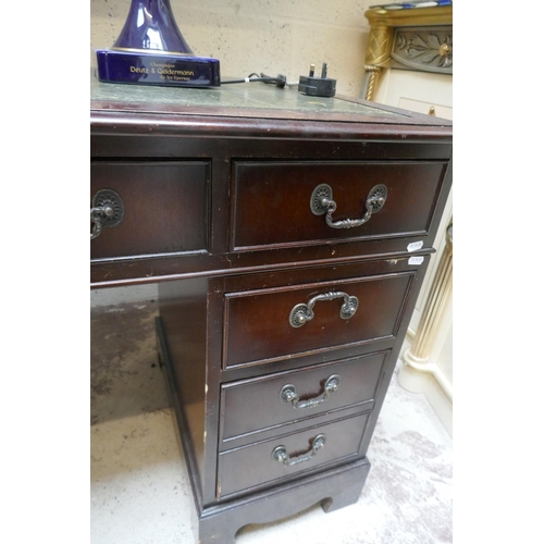 365 - Mahogany leather top pedestal desk