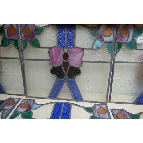 371 - Set of 8 modesty glass panels from Arts & Crafts house in Glasgow