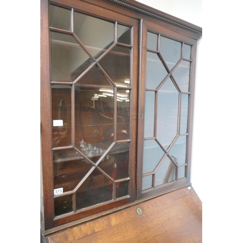 373 - Georgian astra glazed oak bureau bookcase