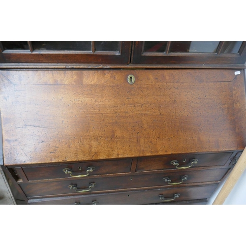 373 - Georgian astra glazed oak bureau bookcase