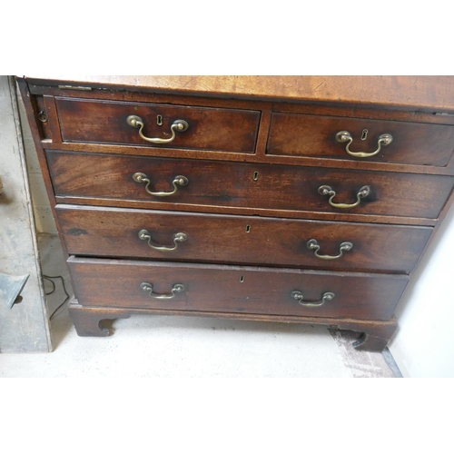 373 - Georgian astra glazed oak bureau bookcase