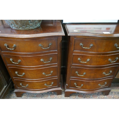 387 - Pair of serpentine fronted mahogany bedside chests