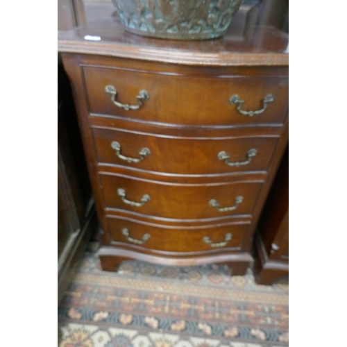 387 - Pair of serpentine fronted mahogany bedside chests