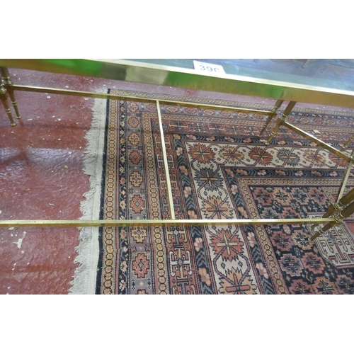 390 - Mid 20thC 3 part brass/glass coffee table set