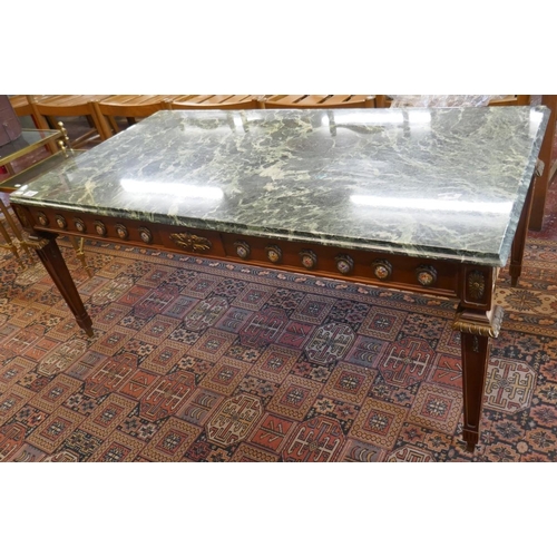 392 - Marble topped ormolu mounted coffee table - Approx size: L: 129cm W: 69cm H: 55cm