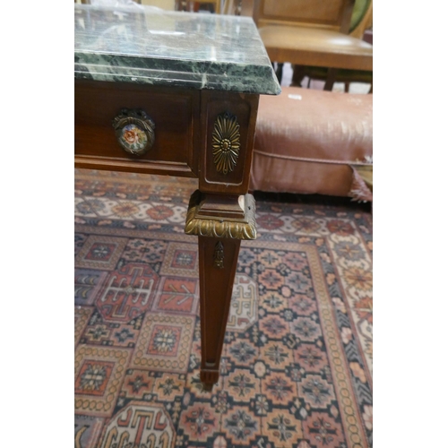 392 - Marble topped ormolu mounted coffee table - Approx size: L: 129cm W: 69cm H: 55cm