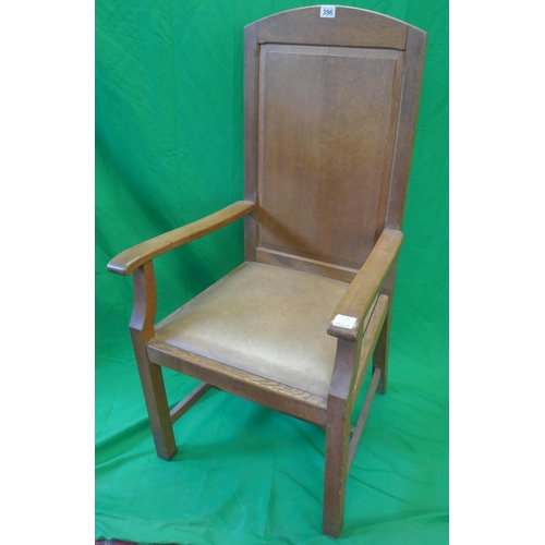 396 - Arts & Crafts oak throne chair