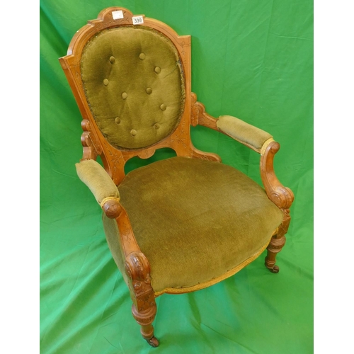 398 - Victorian button back armchair