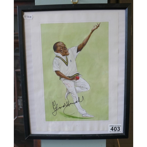 403 - John Ireland sporting print of Gladstone Small, autographed by Gladstone Small