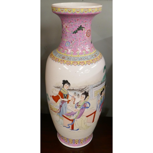 405 - Large ceramic Chinese vase/stick stand A/F - Approx H: 63cm