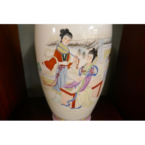 405 - Large ceramic Chinese vase/stick stand A/F - Approx H: 63cm