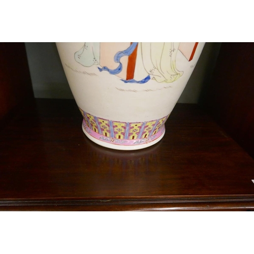 405 - Large ceramic Chinese vase/stick stand A/F - Approx H: 63cm