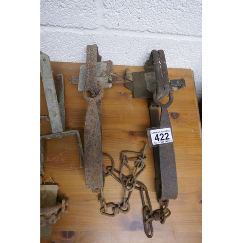 422 - Collection of animal traps to include early examples