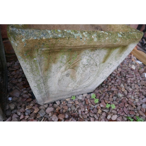 432 - Pair of square stone planters, 1 with fern